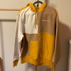 Champion Yellow and Tan Colorblock Hoodie
